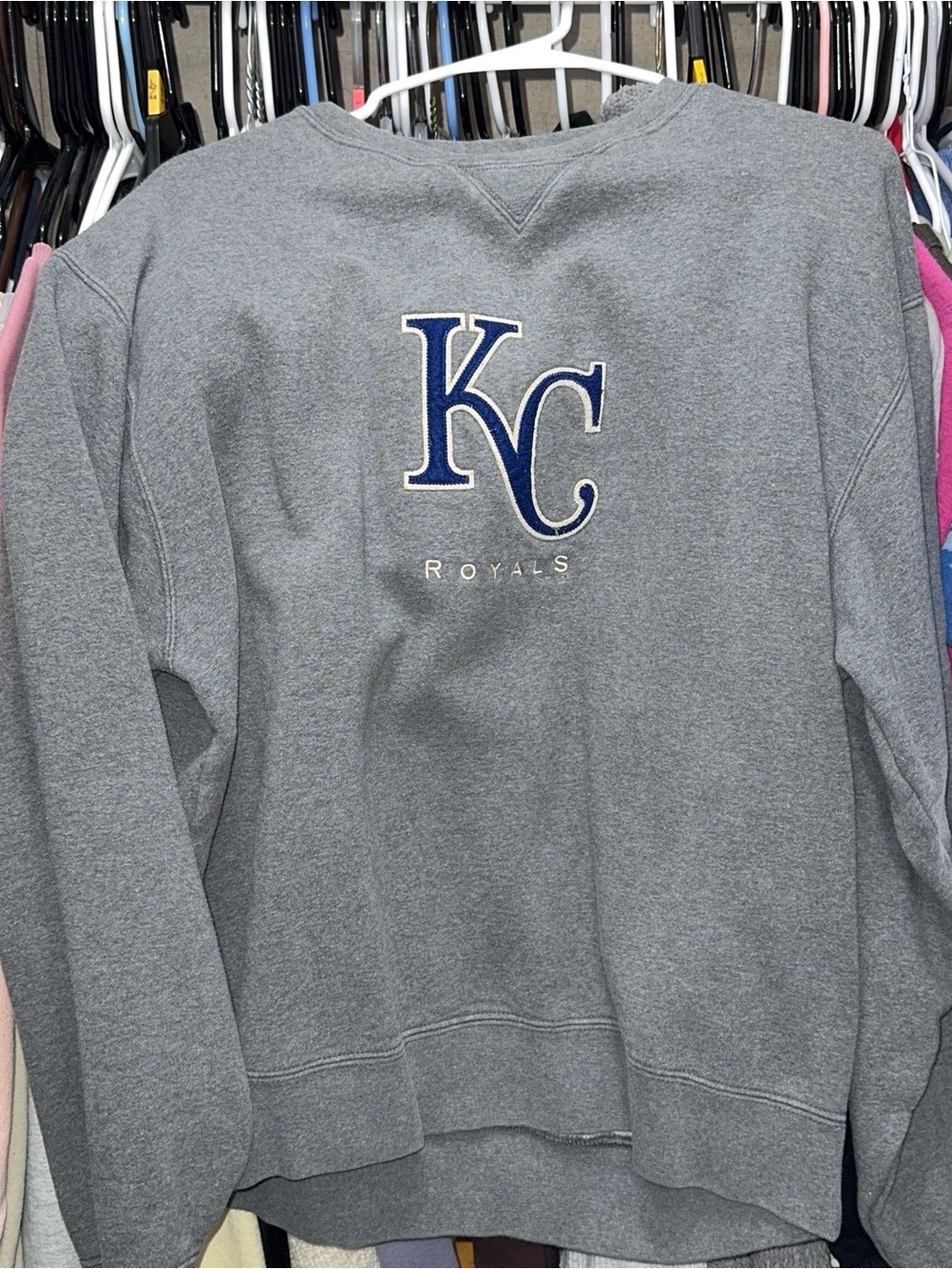 Vintage Kansas City Royals Gray Embroidered Crewneck Sweatshirt - KC Logo